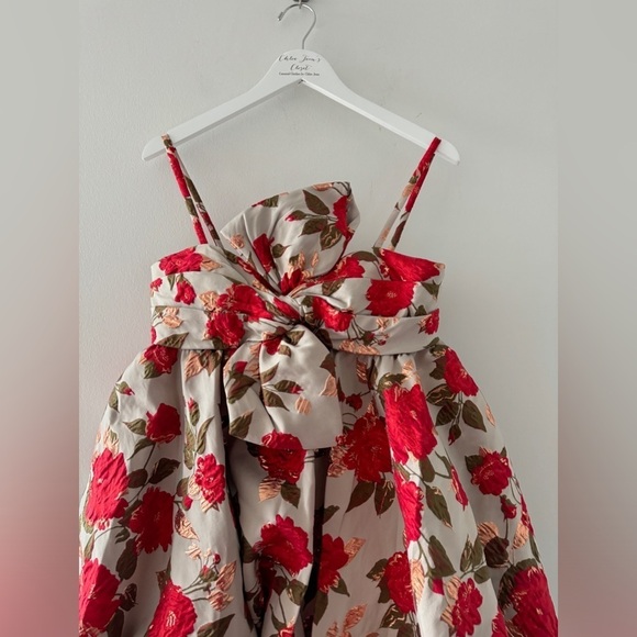 MAC DUGGAL NWT Sleeveless Bow Brocade Bubble Mini Dress in White 8 - Picture 10 of 11